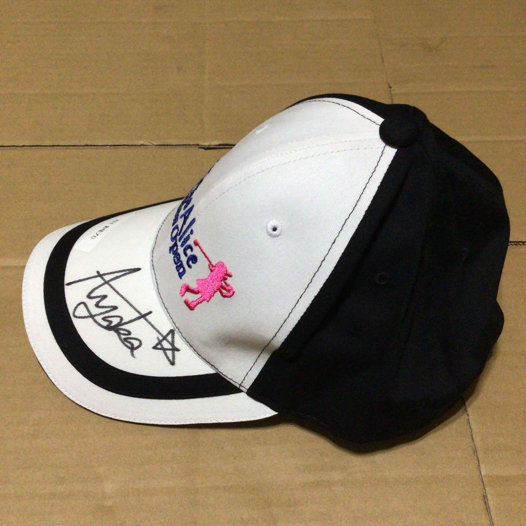 古江彩佳 直筆サイン入りキャップ　美品　スタジオアリス 女子オープン　ゴルフ