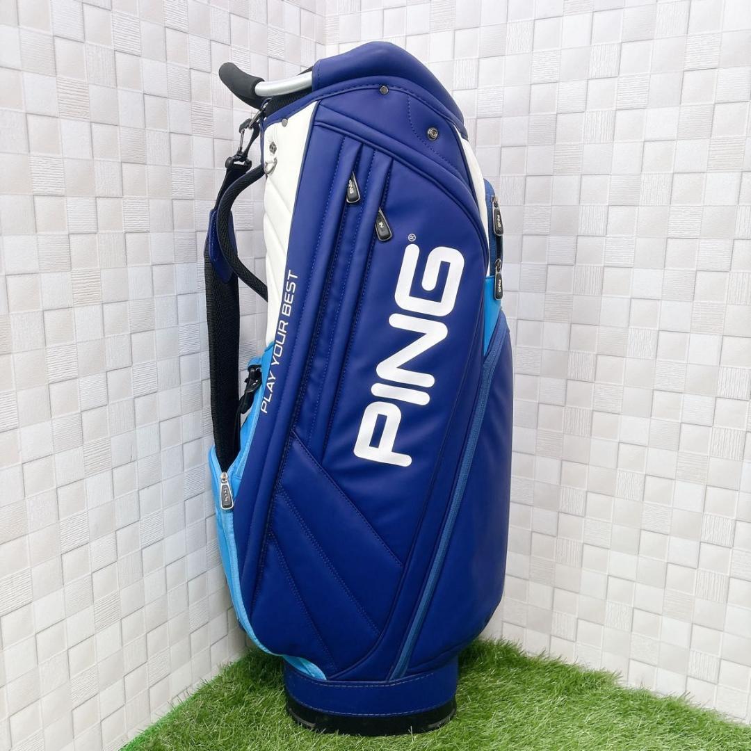PING ピン キャディバッグ カート式 9.5型 5分割 47インチ ブルー