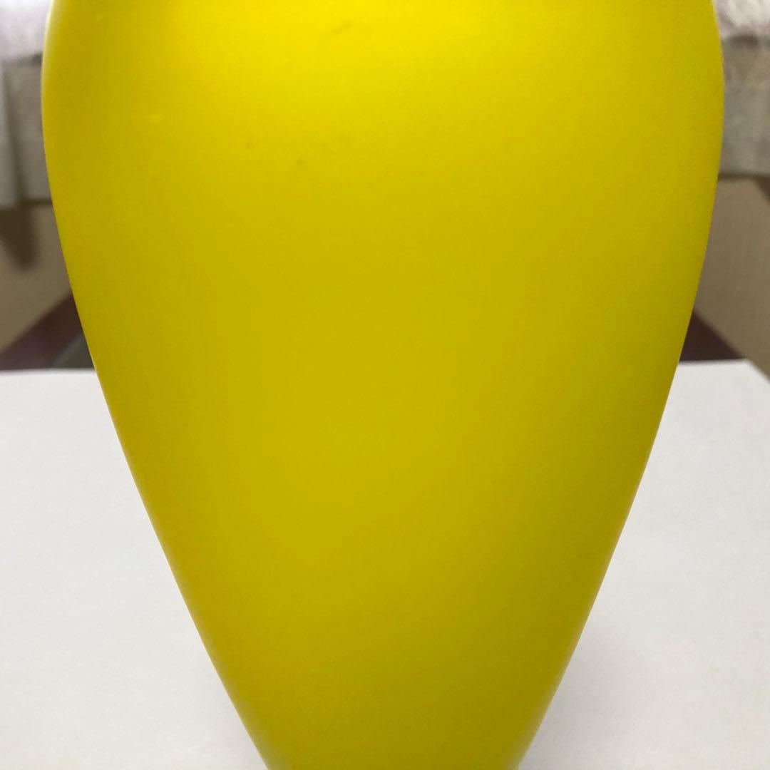 HOYAクリスタル 花瓶 花器 フラワーベース 置物 硝子 イエロー 青 レトロ