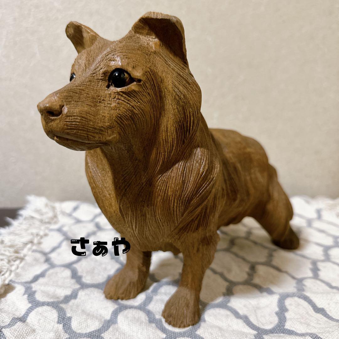 木彫動物⑅犬(ボーダーコリー)⑅インドネシア