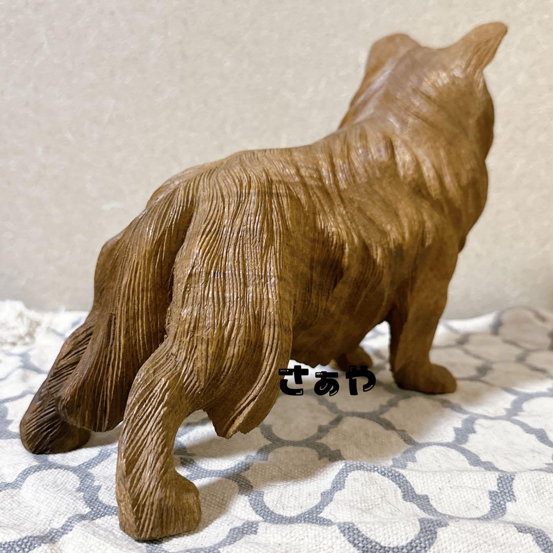 木彫動物⑅犬(ボーダーコリー)⑅インドネシア