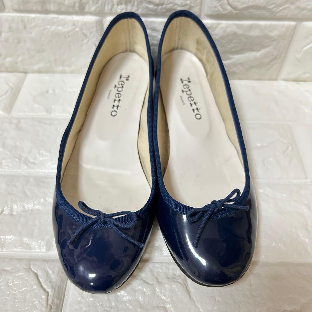 repetto ダークネイビー エナメル バレエシューズ　38 （24cm）