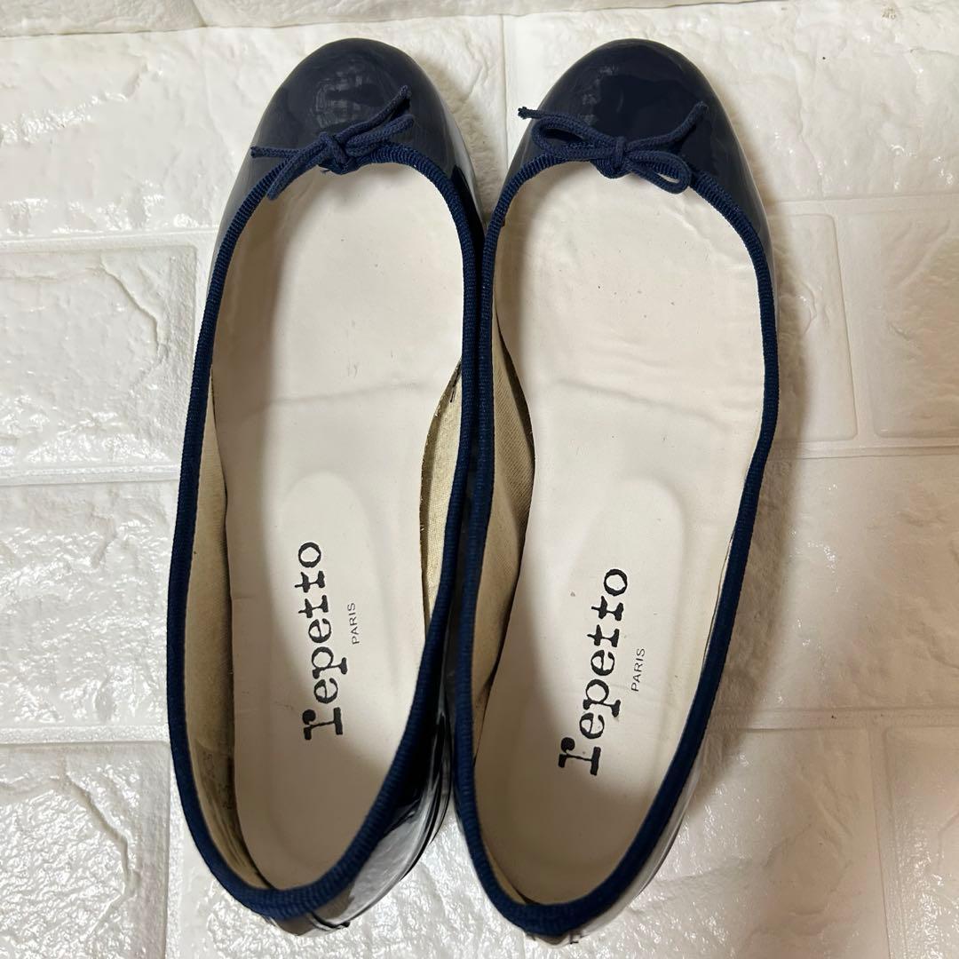 repetto ダークネイビー エナメル バレエシューズ　38 （24cm）