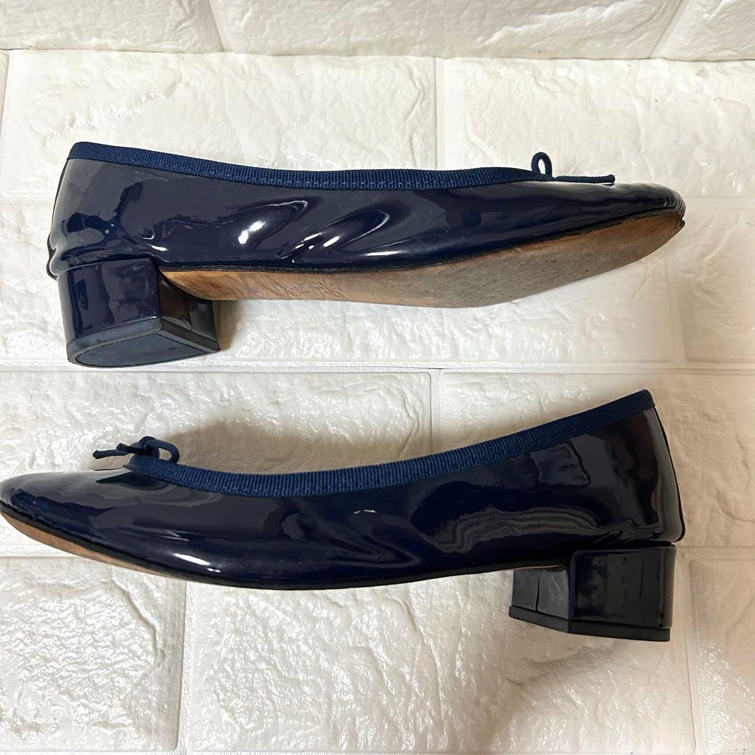 repetto ダークネイビー エナメル バレエシューズ　38 （24cm）