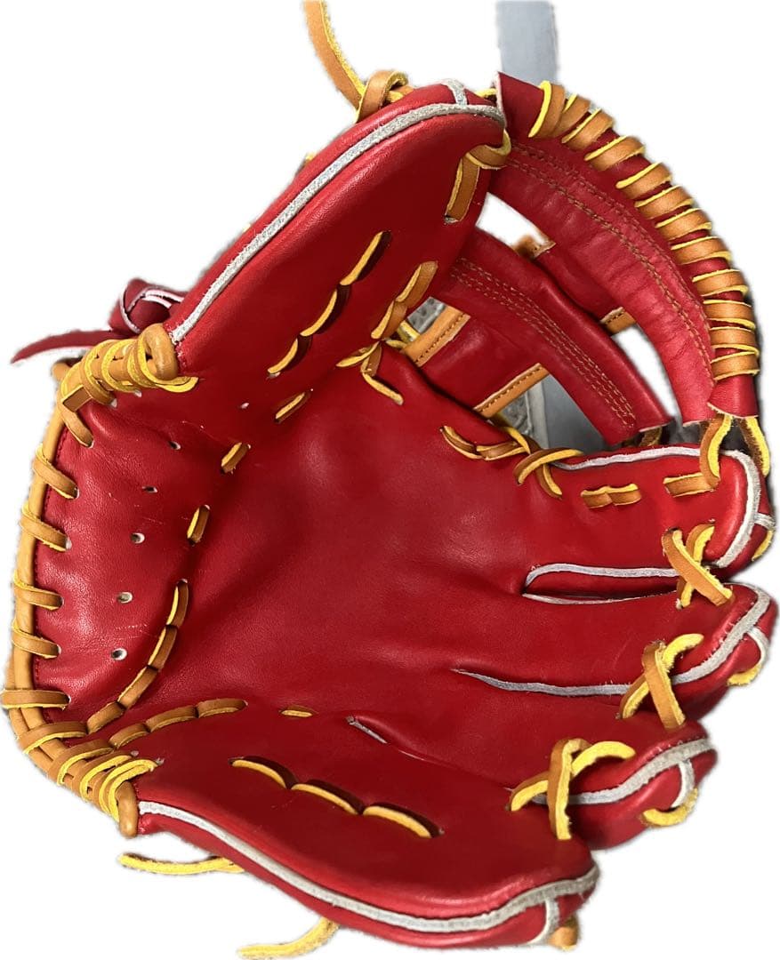 【未使用級】軟式 内野手用 グローブ 赤 良型 即戦力