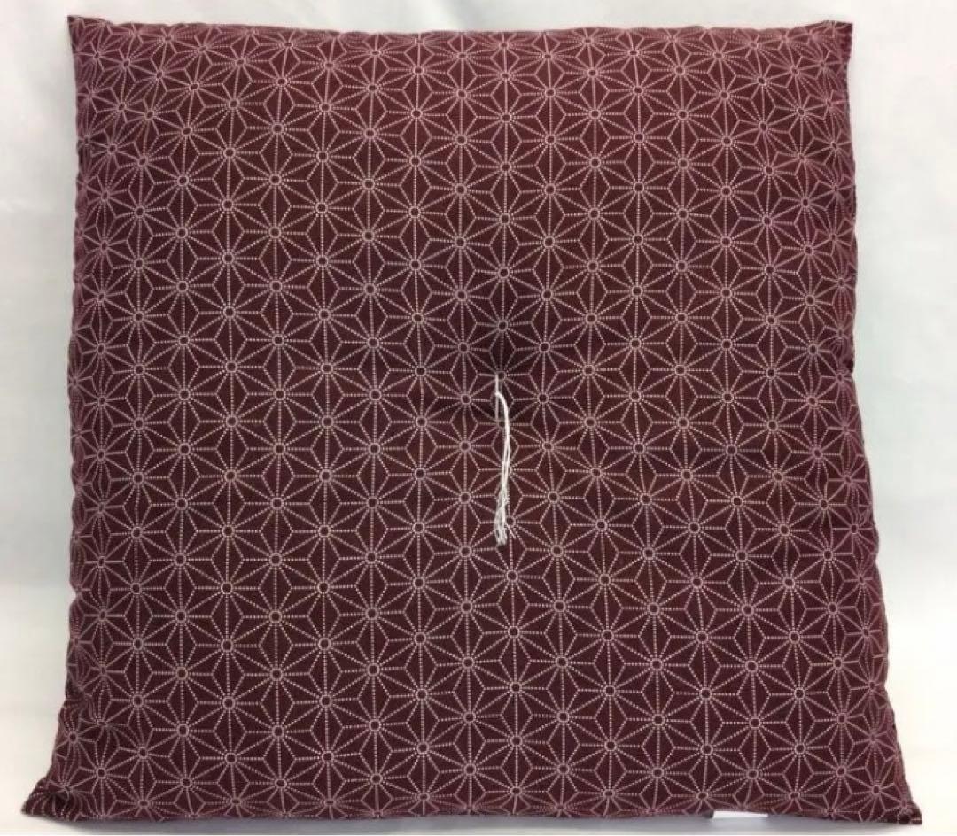 【新品工場より出来たて発送】小座布団 麻の葉 45×45㎝ えんじ色 8枚