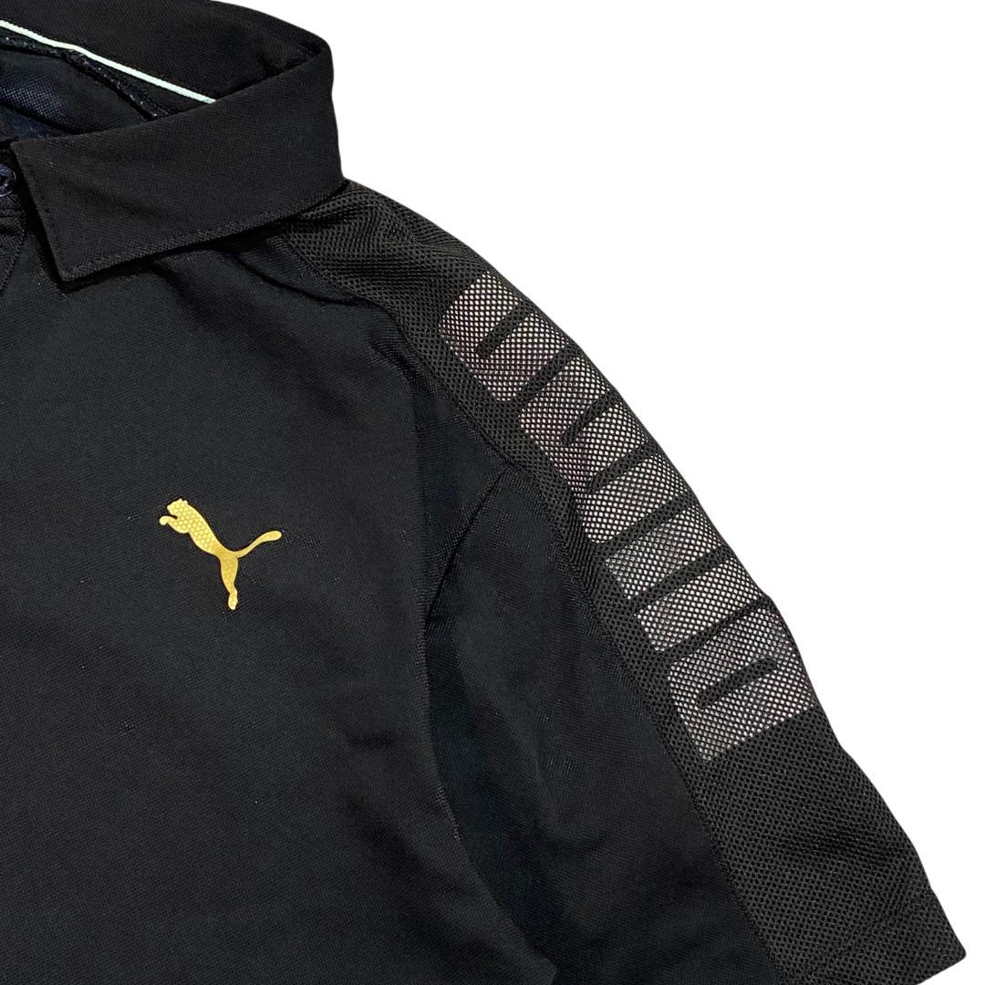 PUMA プーマ 半袖 ポロシャツ XXL ブラック ゴルフ メンズ ロゴ柄
