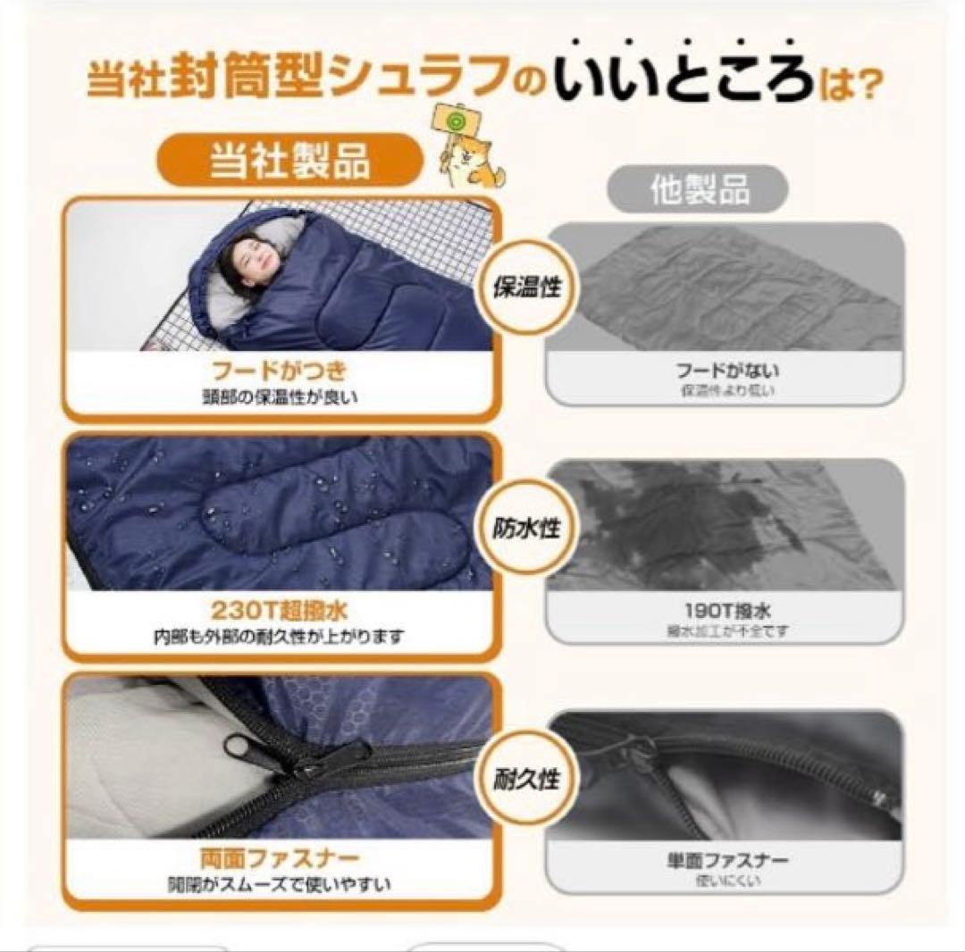 ✨新品未開封❗️✨Zaida 筒形寝袋【1.4kg】ー10℃〜5℃対応！★黒／2個