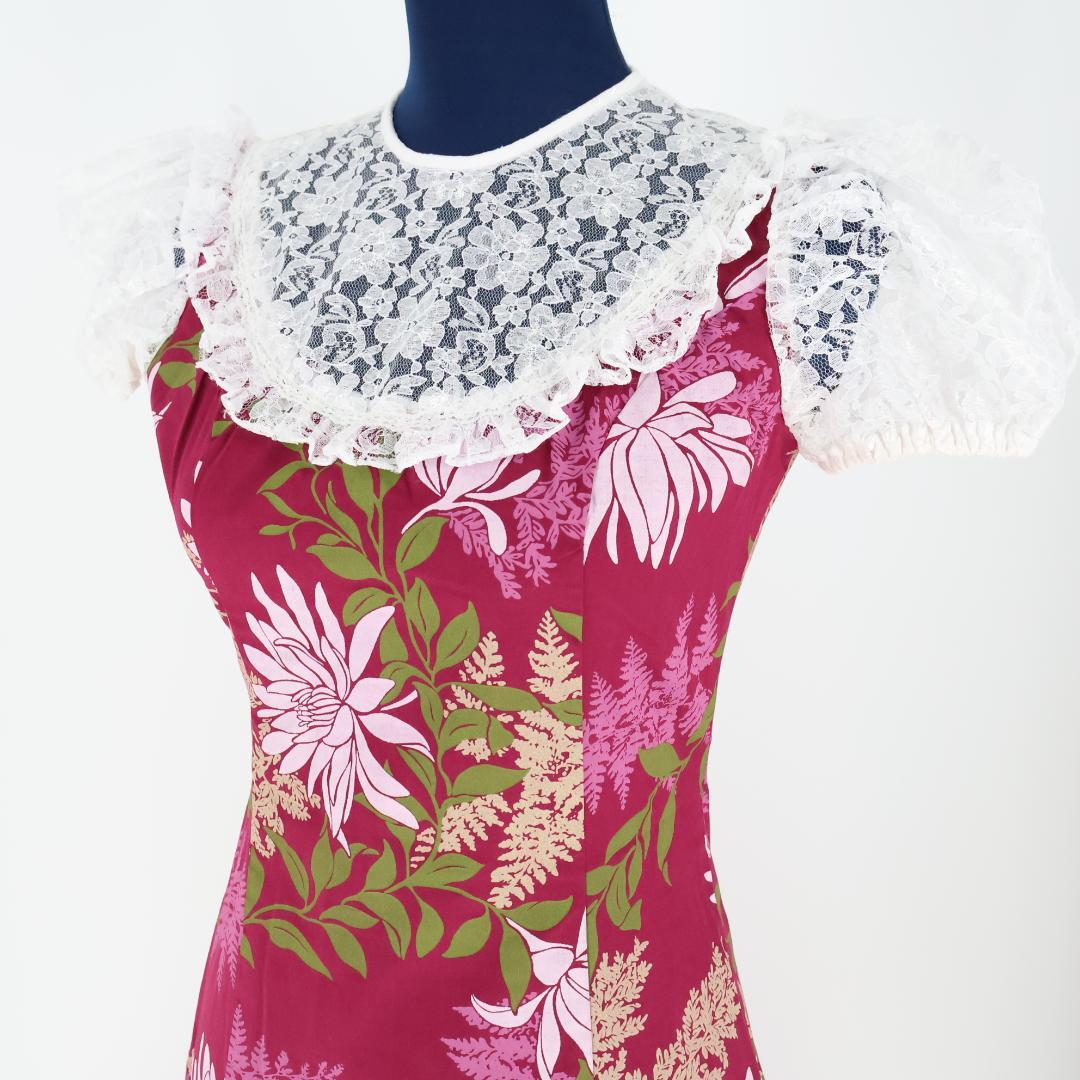 【美品 ハワイ製フラダンス用衣装】ワインレッド Pukalani Fashion