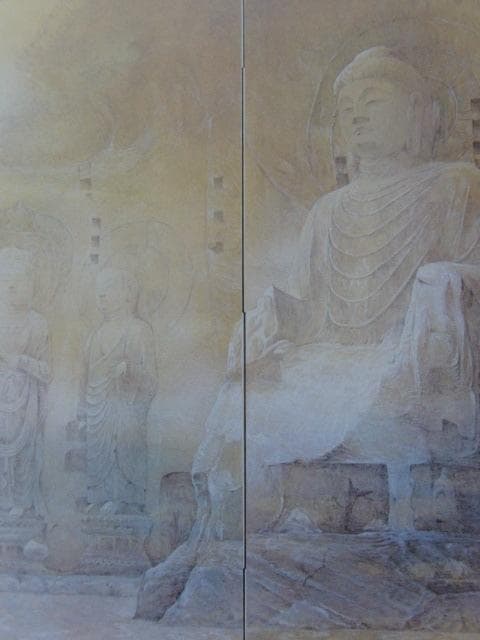前田正憲、【龍門石窟（廬舎那仏）】、希少な額装用画集画、新品高級額 額装付