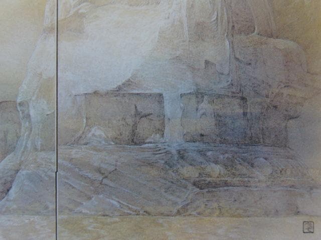 前田正憲、【龍門石窟（廬舎那仏）】、希少な額装用画集画、新品高級額 額装付