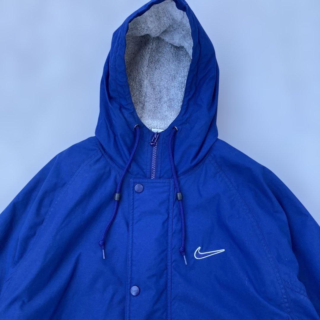 90s NIKE ベンチコート　デカロゴ　ナイロンジャケット　ボア　銀タグ　古着