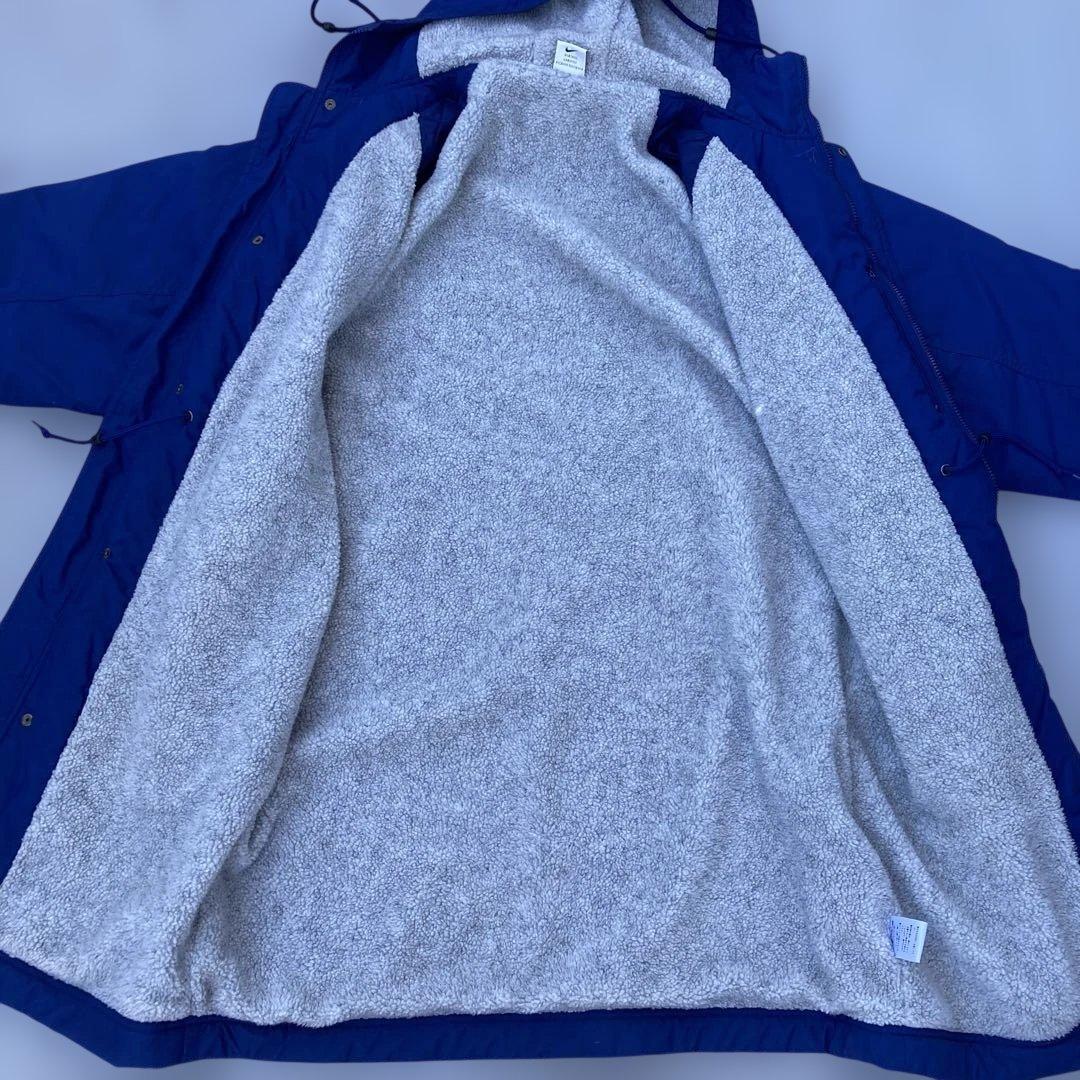 90s NIKE ベンチコート　デカロゴ　ナイロンジャケット　ボア　銀タグ　古着