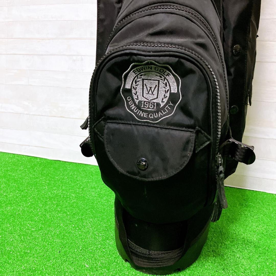 EDWIN GOLF キャディバッグ スタンド式 ブラック 9型 7分割 ゴルフ