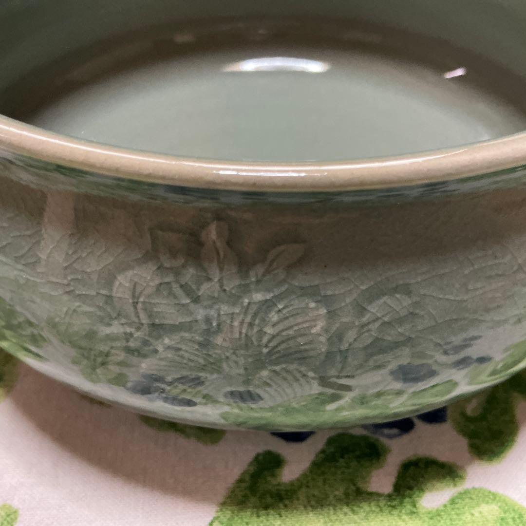 値下げです❣️高麗青磁　茶道用　平建水　流谷作
