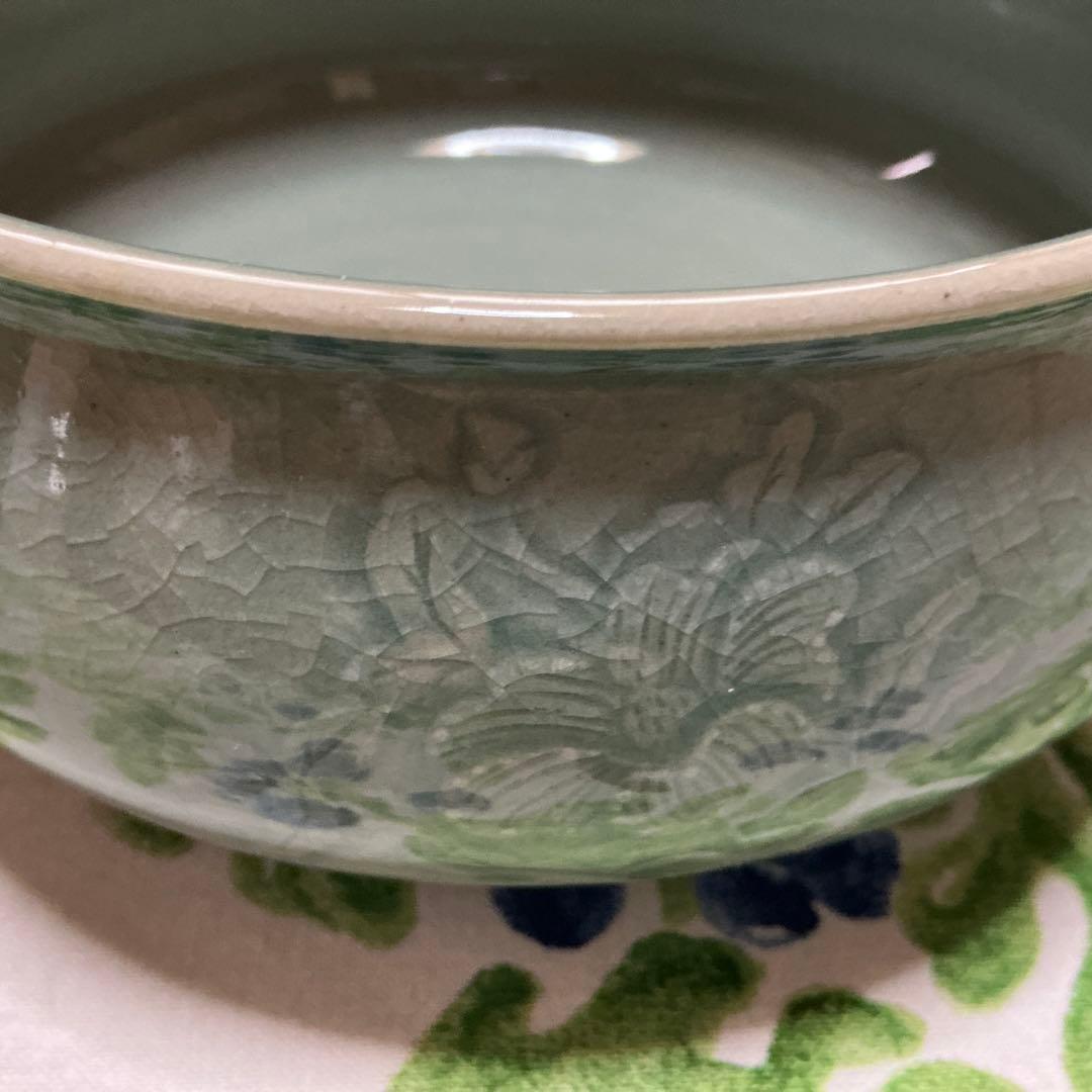 値下げです❣️高麗青磁　茶道用　平建水　流谷作