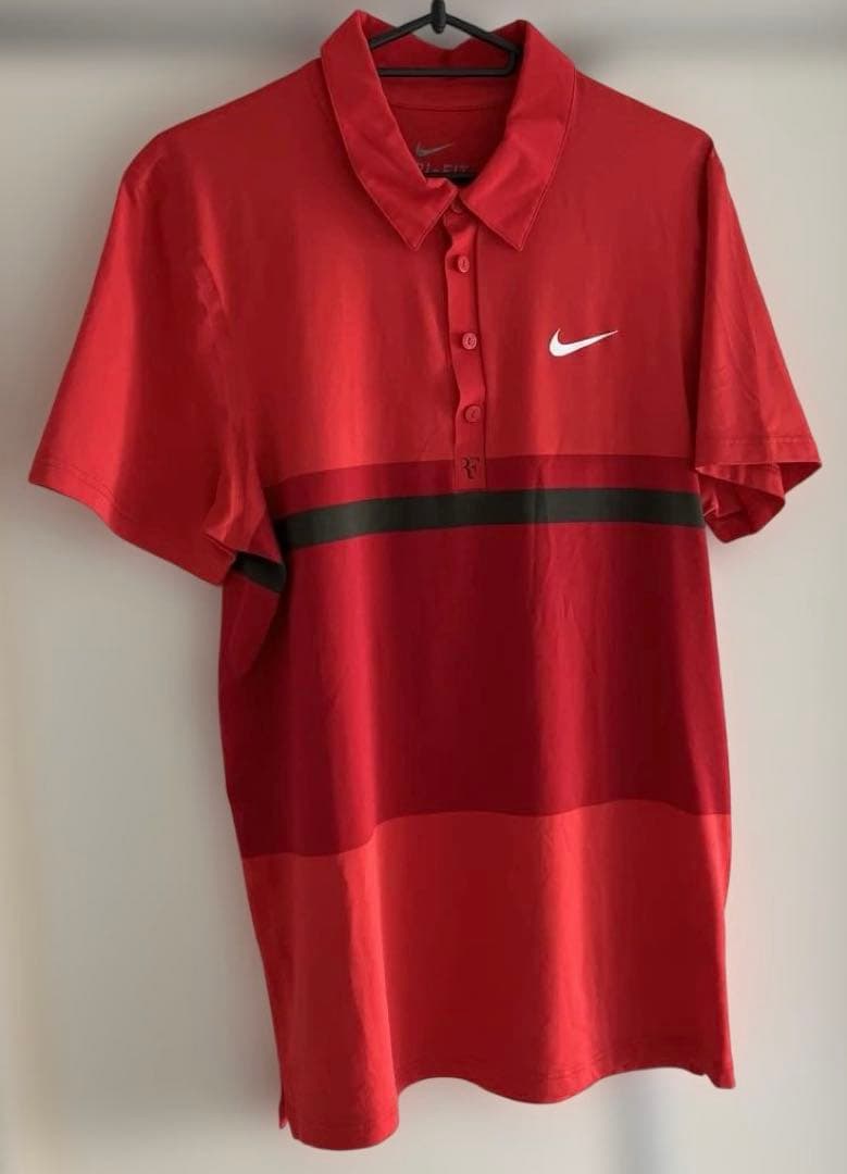 NIKE ナイキ　テニス　RF ポロシャツ　赤　M ② フェデラー