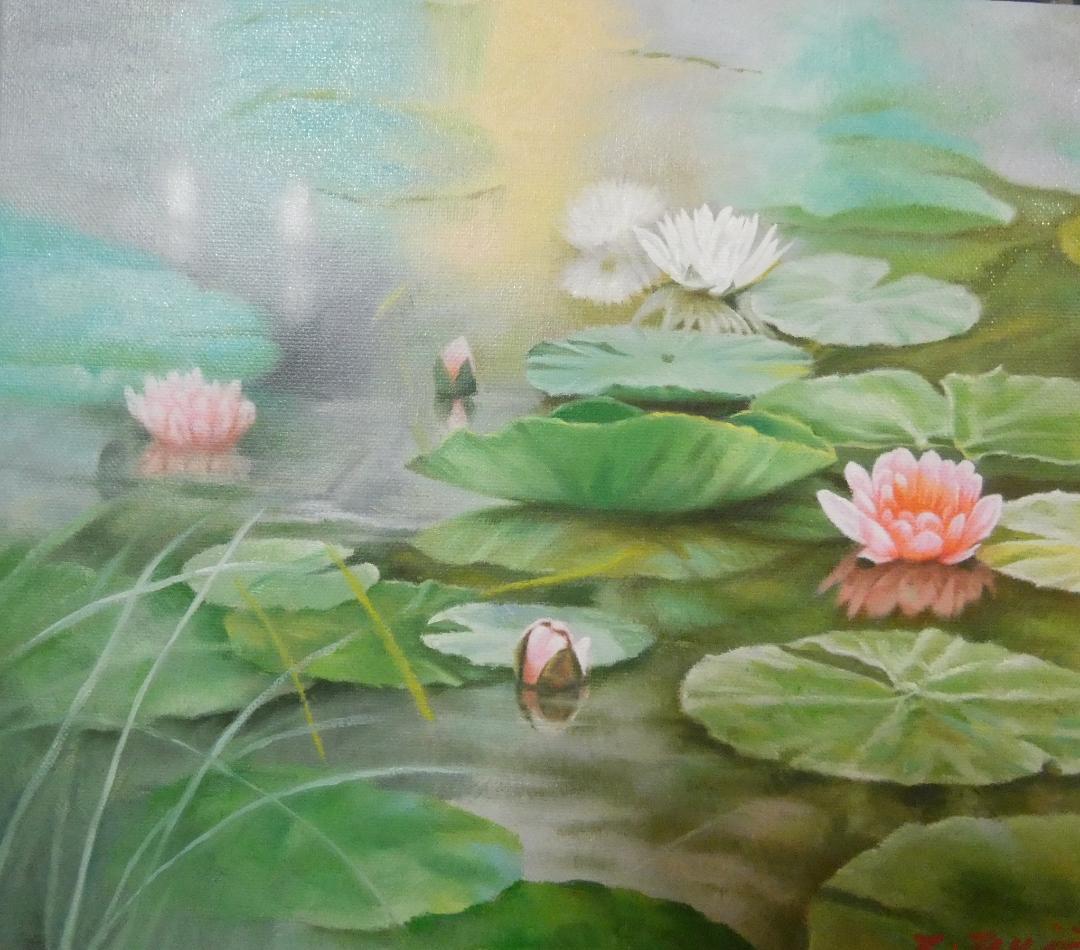 絵画 風景 藤井勉「陽の名残り」 サイン 額装済み 肉筆手描き F6