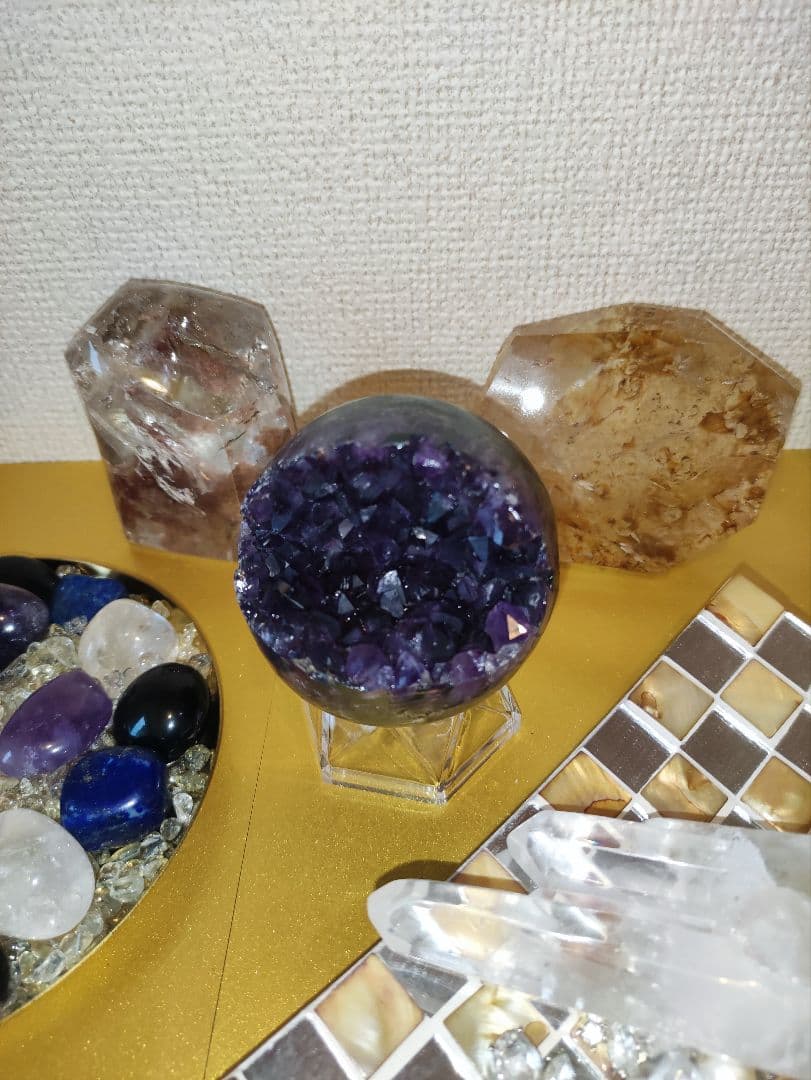 天然石 大玉アメジスト 笑い口 スフィア 6.3cm 63mm