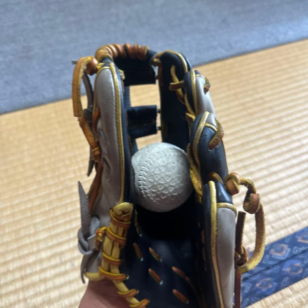 ミズノプロ　軟式用グローブ ネイビー/ゴールド 　　　　　　内野手用