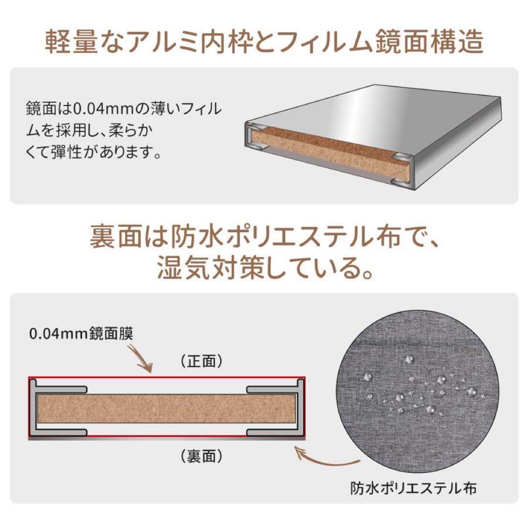 【新品】全身鏡 白 スタンドミラー 飛散防止 地震対策 HDフィルム スタンド付