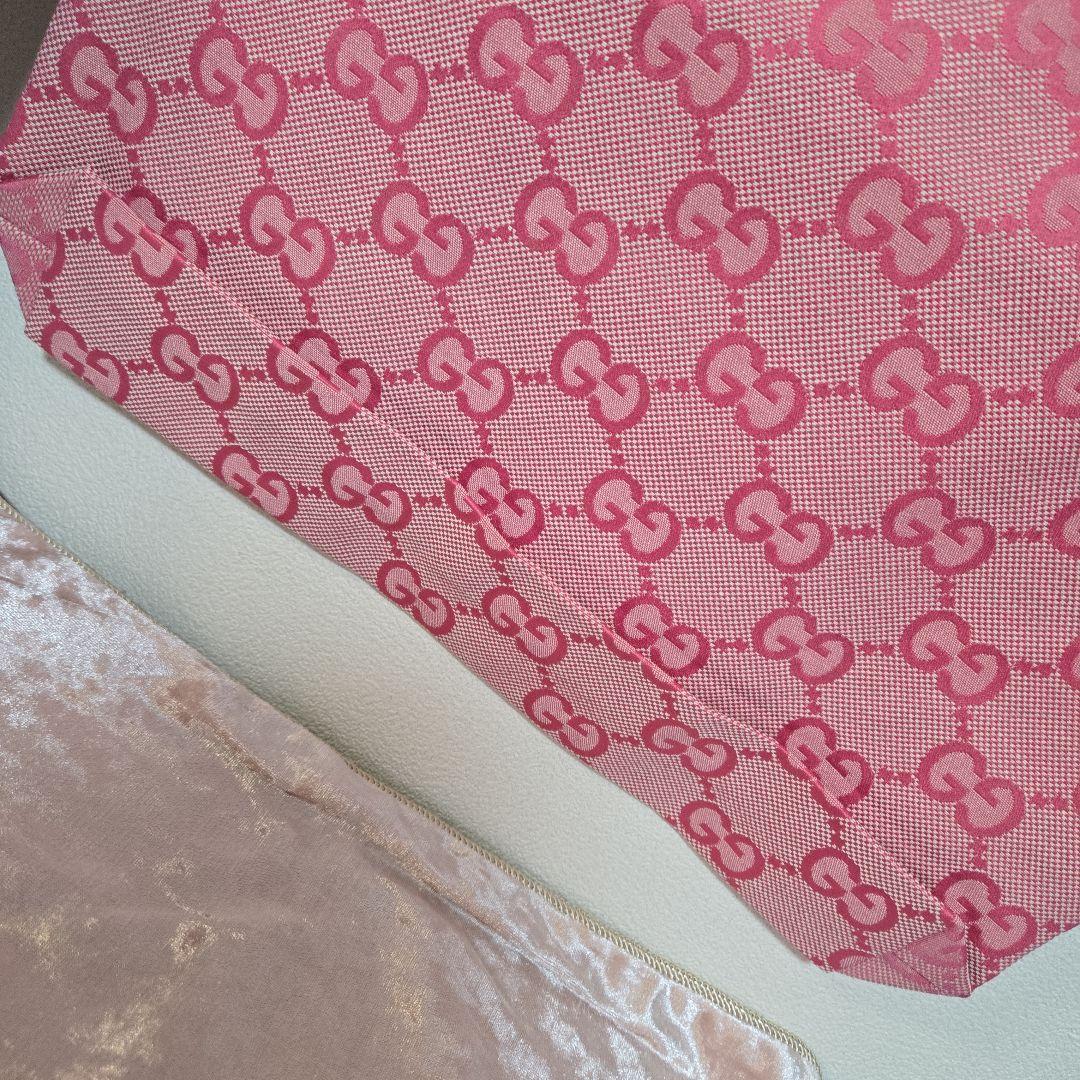 希少最安値！GUCCI ノベルティ ロゴキャンパストートバッグ ピンク