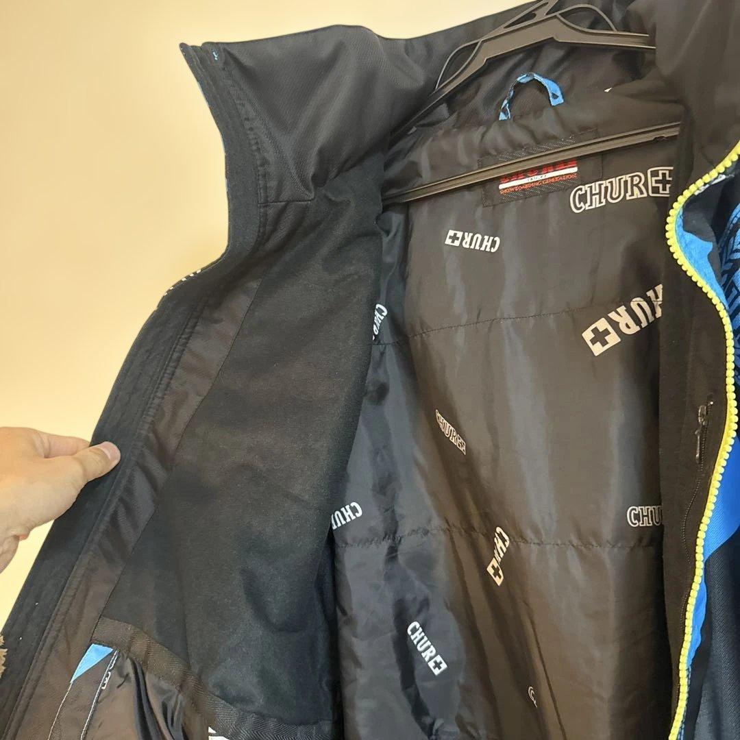 CHURスノボウェア 総柄 ブルー×ブラック M 防寒 防水