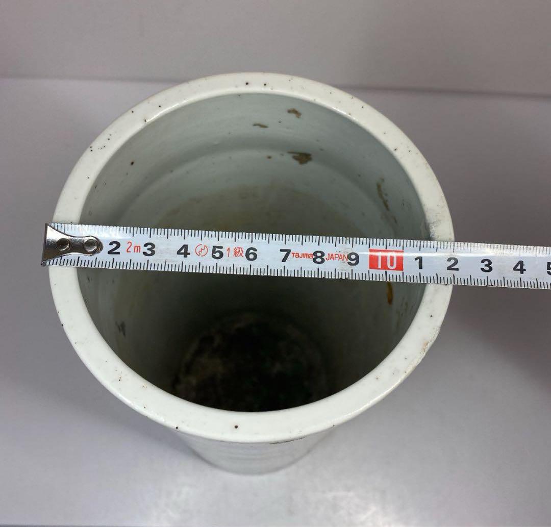 中国古玩　清代 粉彩風景文筒形花瓶　筆筒　高さ28.5㎝