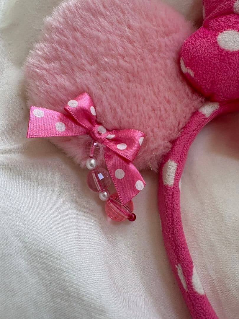 ディズニー ミニー カチューシャ ピンク イヤリング水玉