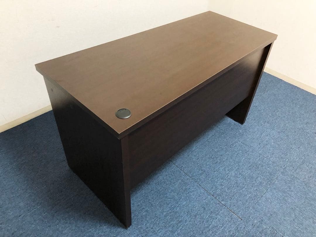 対角パソコンデスクNツイン120木目調ダークブラウン配線コード通し穴付　完成品