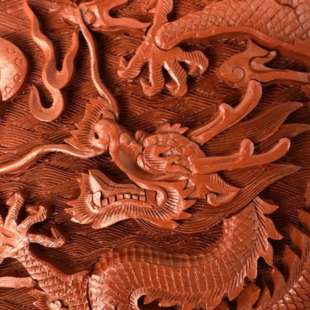 漆器 中国美術 古美術 漆芸 堆朱 皿 骨董 丸盆 飾り皿 中国 彫刻 置物