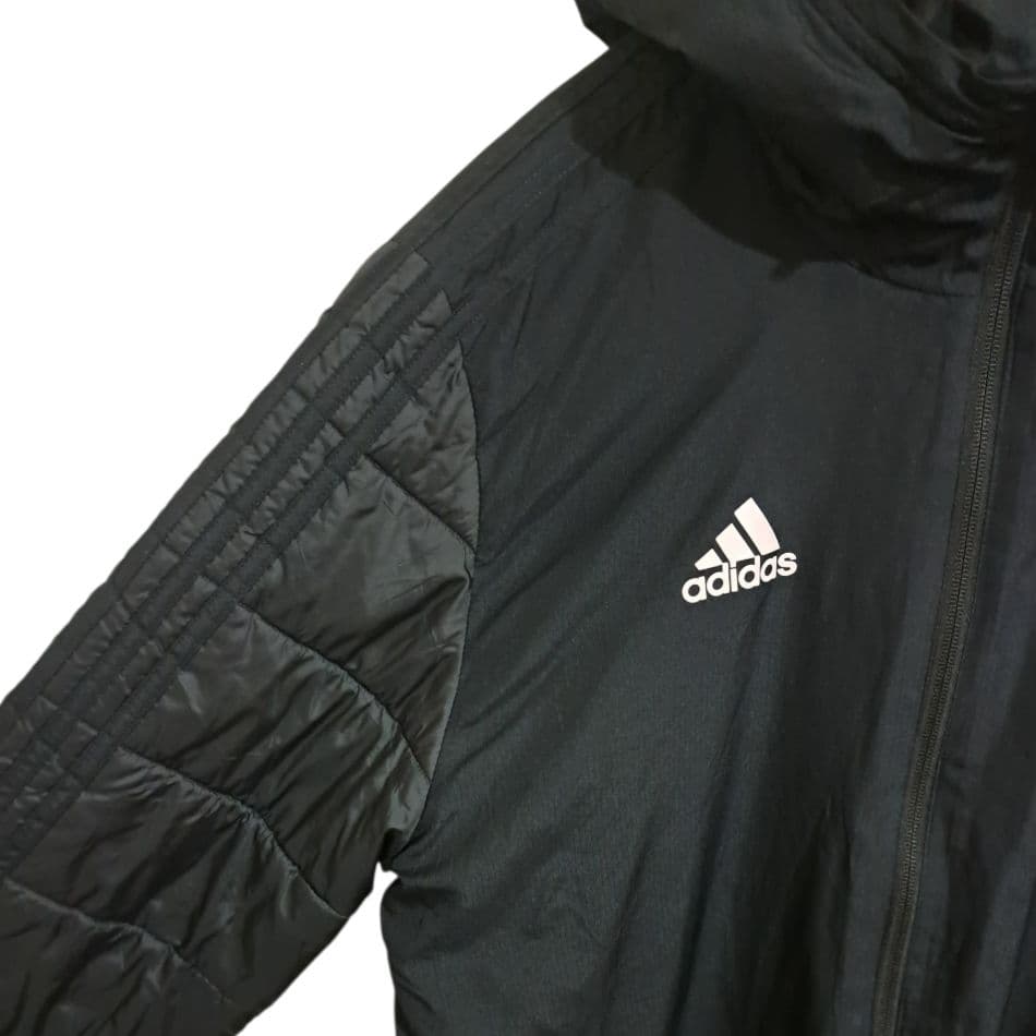 【adidas】OHルーヴェン 中綿 ハーフベンチコート フード付き 黒