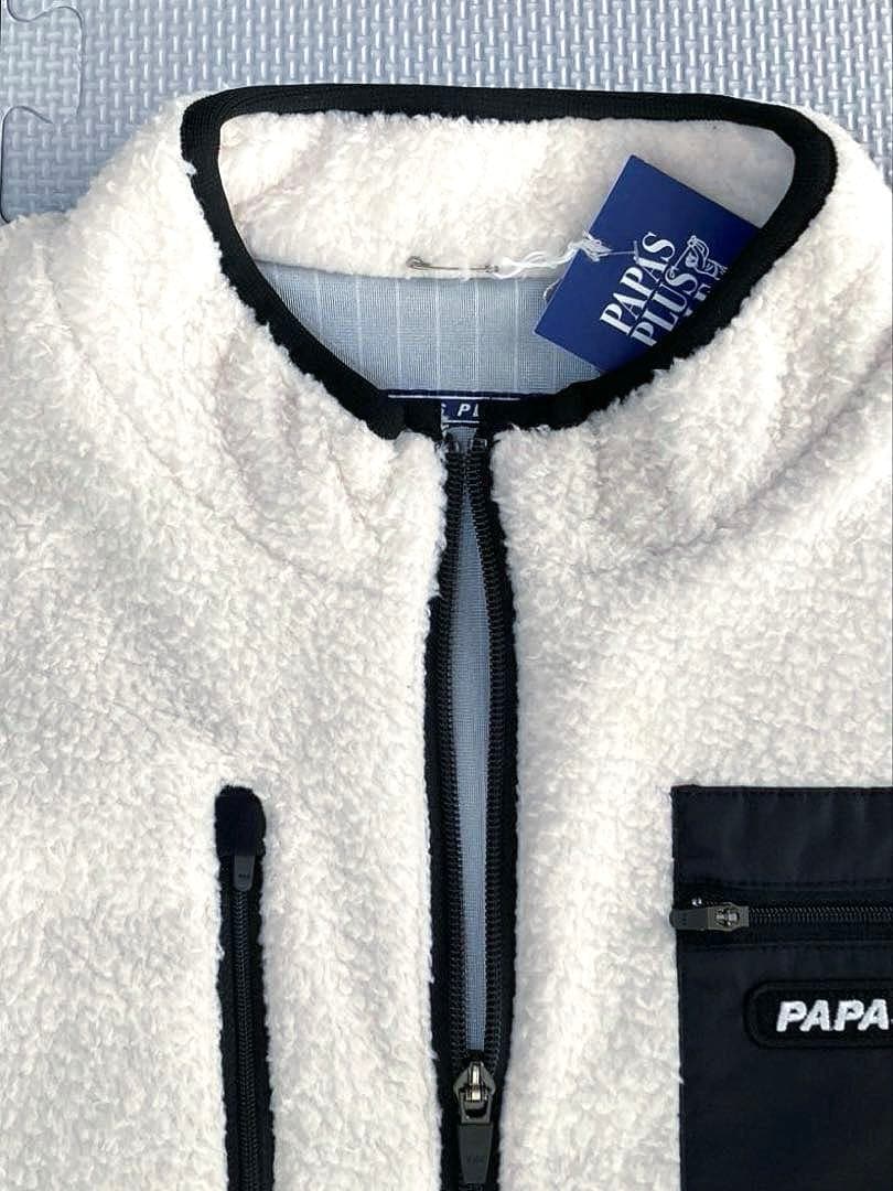 PAPAS PLUS GOLF フルジップ 裏付きフリースブルゾン（WHT／M）