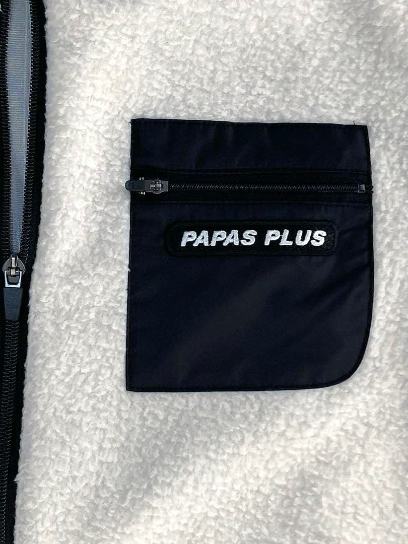 PAPAS PLUS GOLF フルジップ 裏付きフリースブルゾン（WHT／M）
