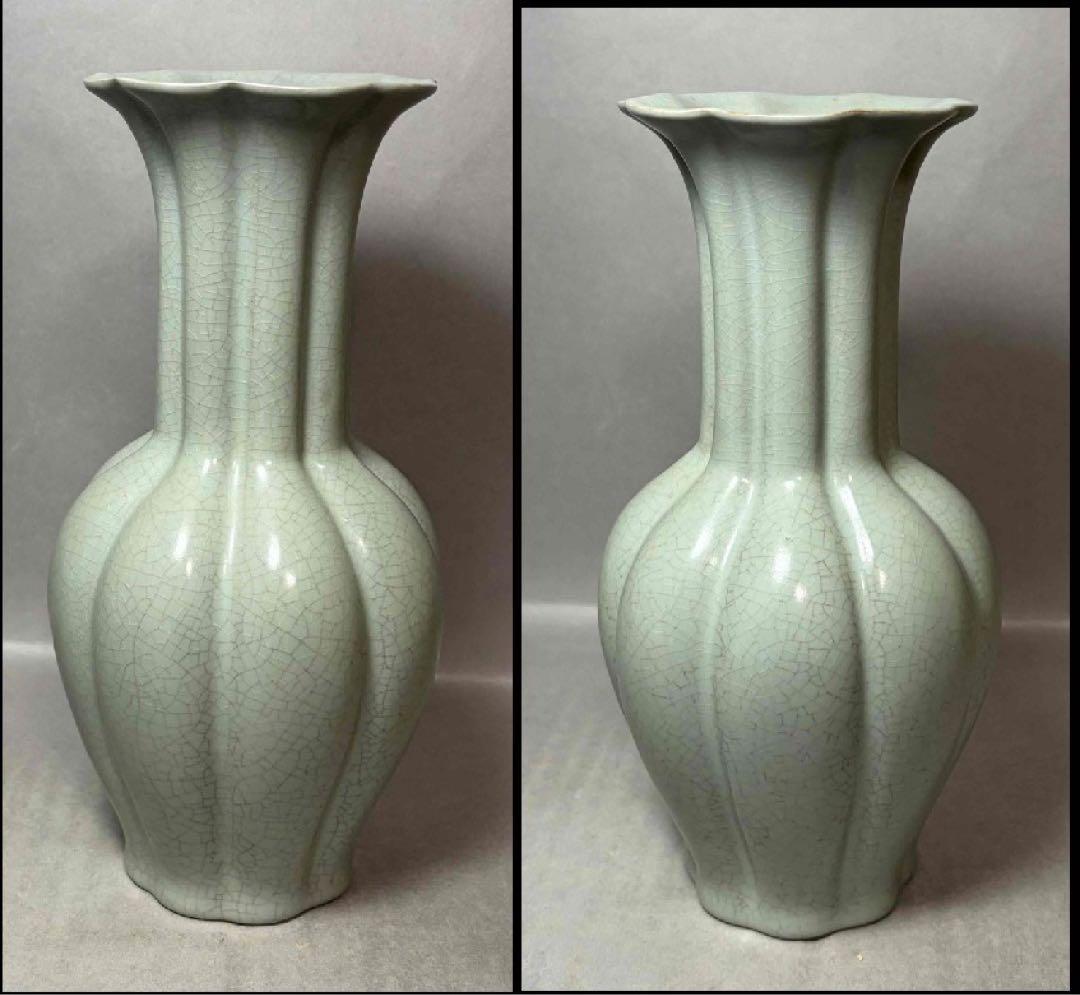 中国 瓜稜花口瓶　u6260310