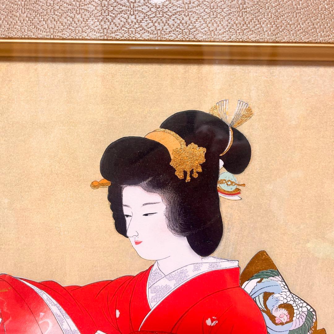 真作 美品 上村松園 「序の舞」 限定 版画 木版画 京都版画院 純金箔貼