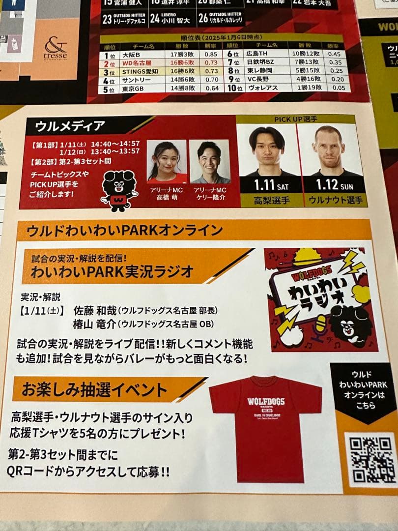 高梨健太　WOLFDOGS 直筆サイン入り Tシャツ Lサイズ レッド