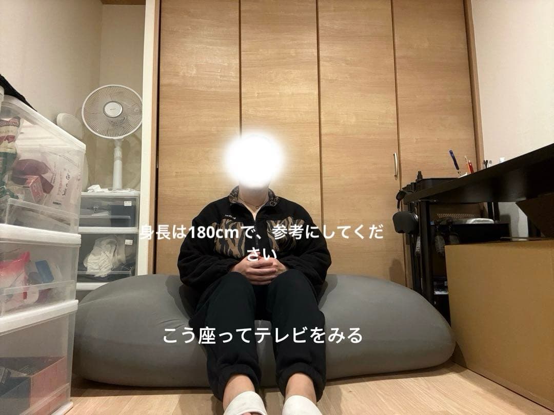 カバー洗える　ポリエステル製　メガグレー　ビーズクッション
