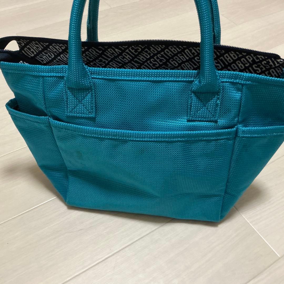 PEARLY GATES 中型トートバック ターコイズ 美品 ラウンドバック