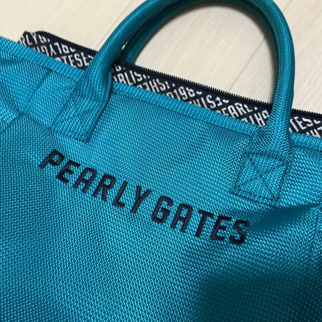 PEARLY GATES 中型トートバック ターコイズ 美品 ラウンドバック