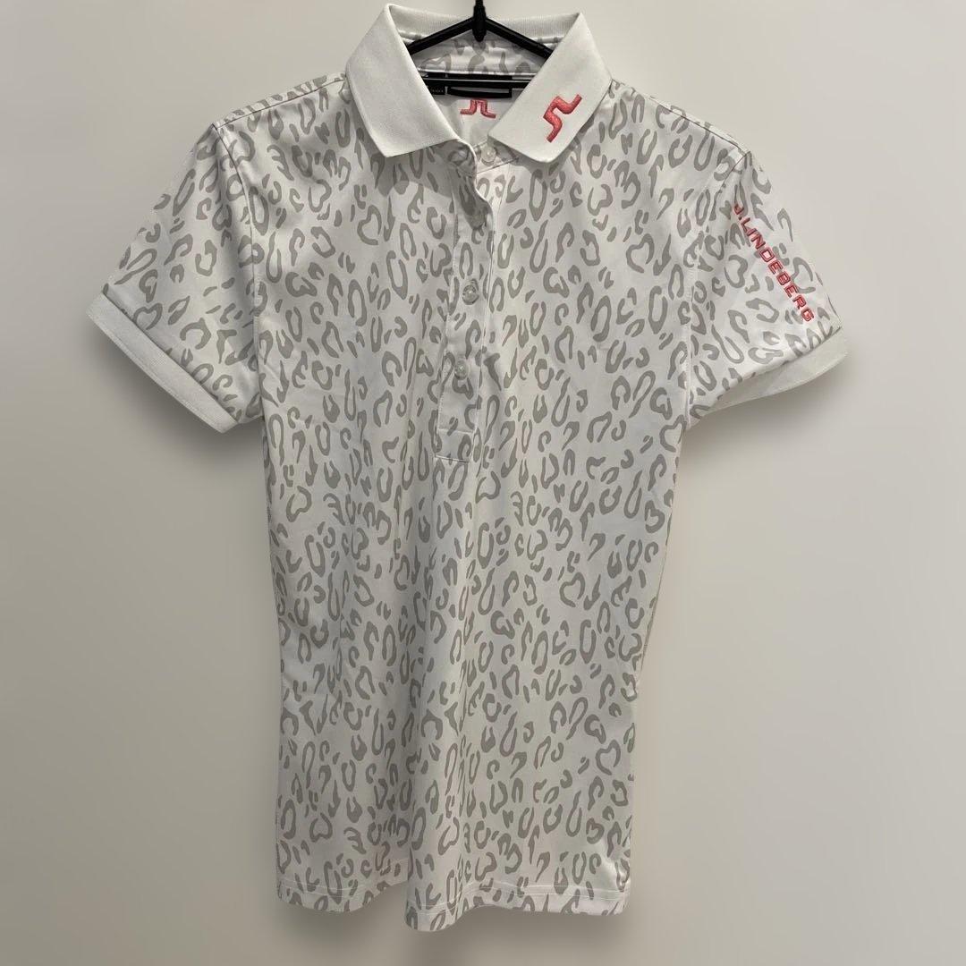J.Lindeberg レディースポロシャツ S ヒョウ柄 ロゴ