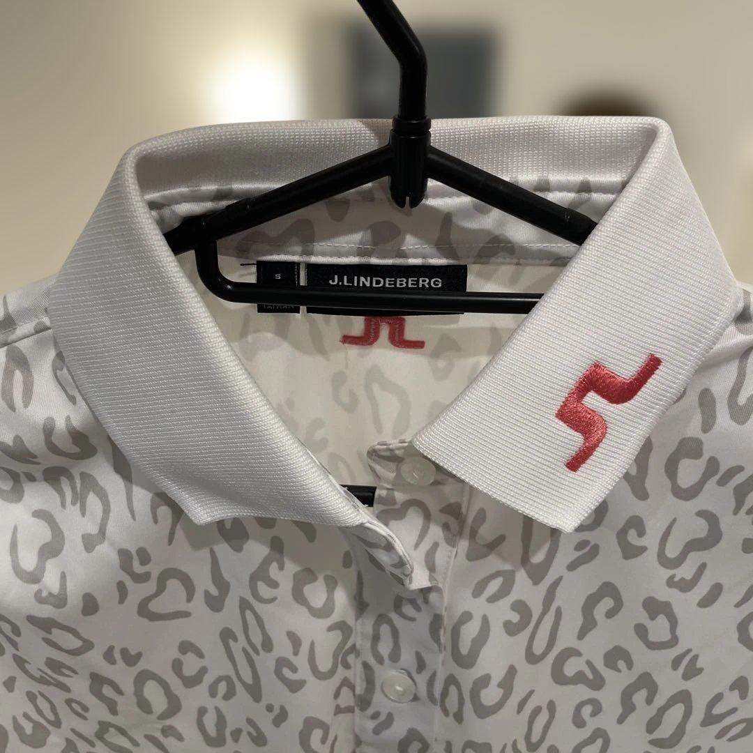 J.Lindeberg レディースポロシャツ S ヒョウ柄 ロゴ