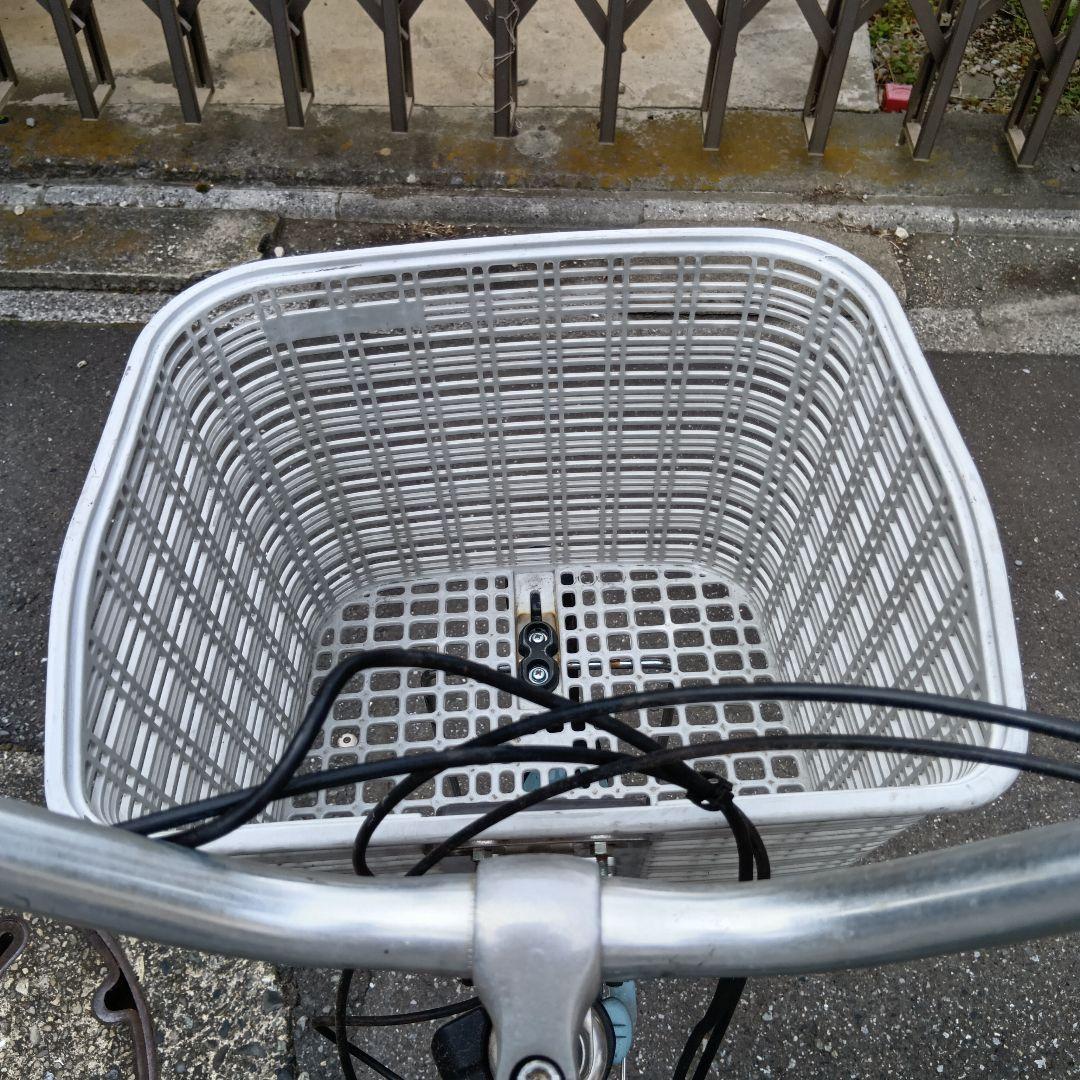 ブリジストン水色電動自転車アシスト自転車、前面バスケット付き