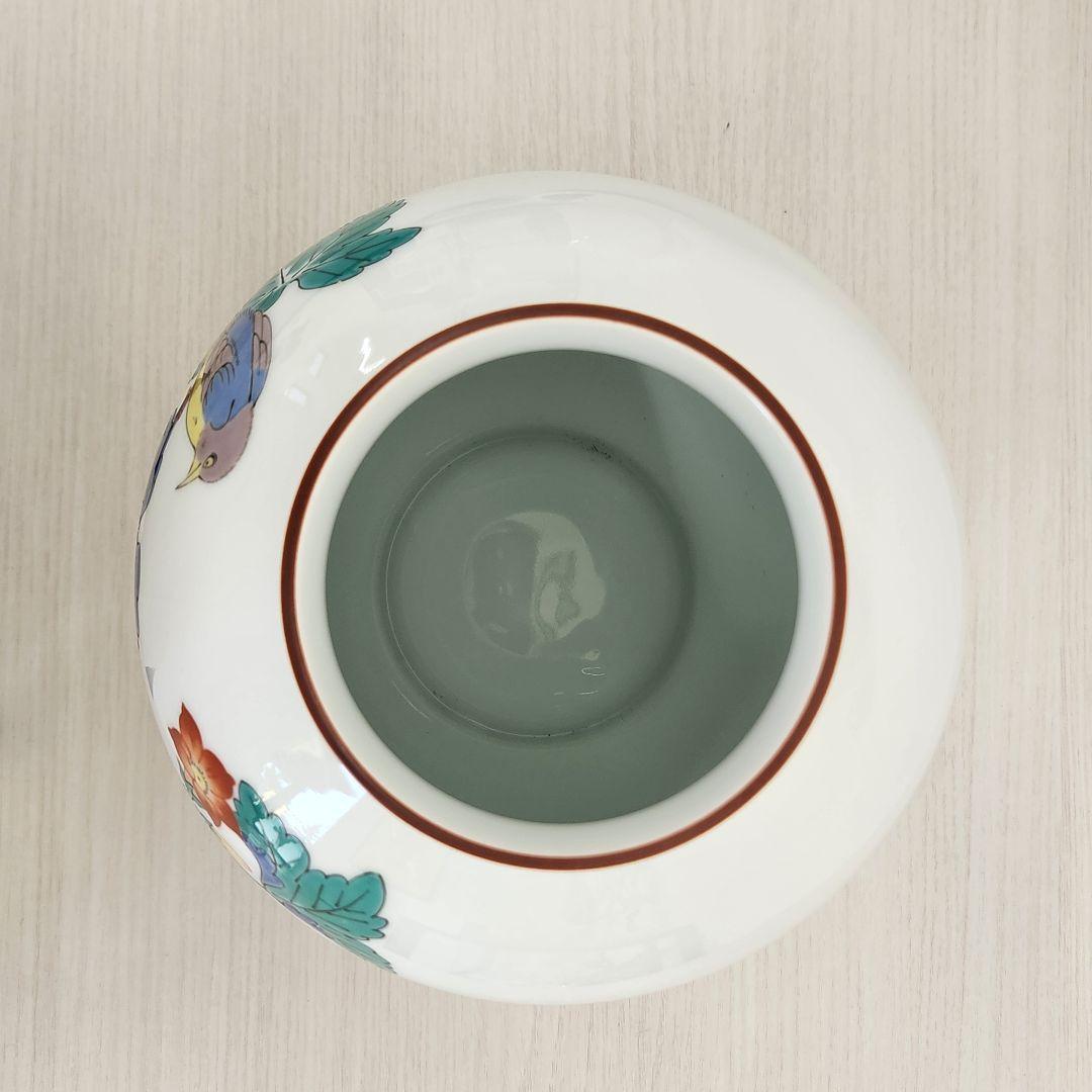陶器花瓶 木箱付き 花鳥図 夏 壺 花瓶 十三代目酒井田柿右衛門作 未使用品