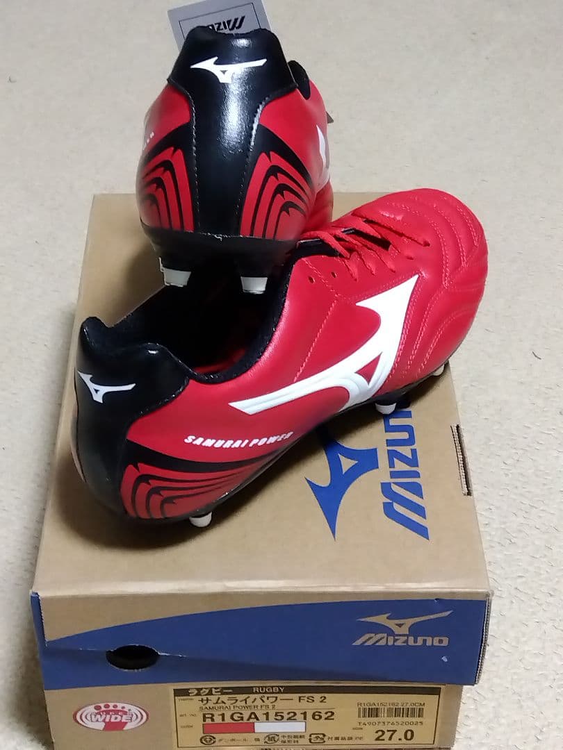 ラグビースパイク／ミズノ／27.0／赤／R1GA152162／新品・未使用品