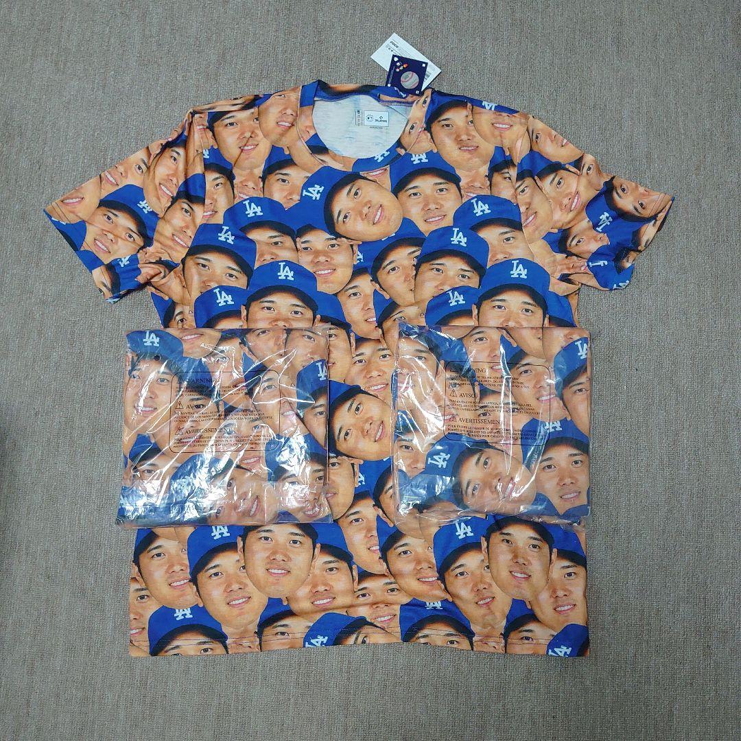 FOCO 大谷翔平 ドジャース Tシャツ XL 青 新品 未使用 顔だらけ ３枚