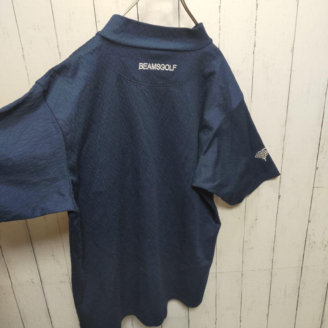 【BEAMS GOLF】 モックネックシャツ　半袖　総柄　ゴルフウェア　F223