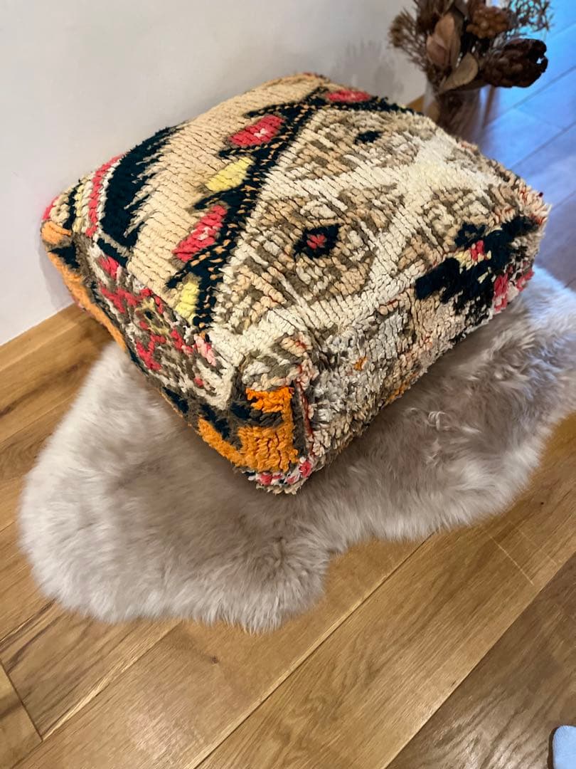 vintage floor cushion　グリーンベージュ