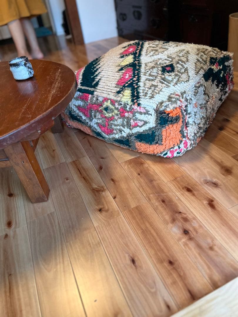 vintage floor cushion　グリーンベージュ