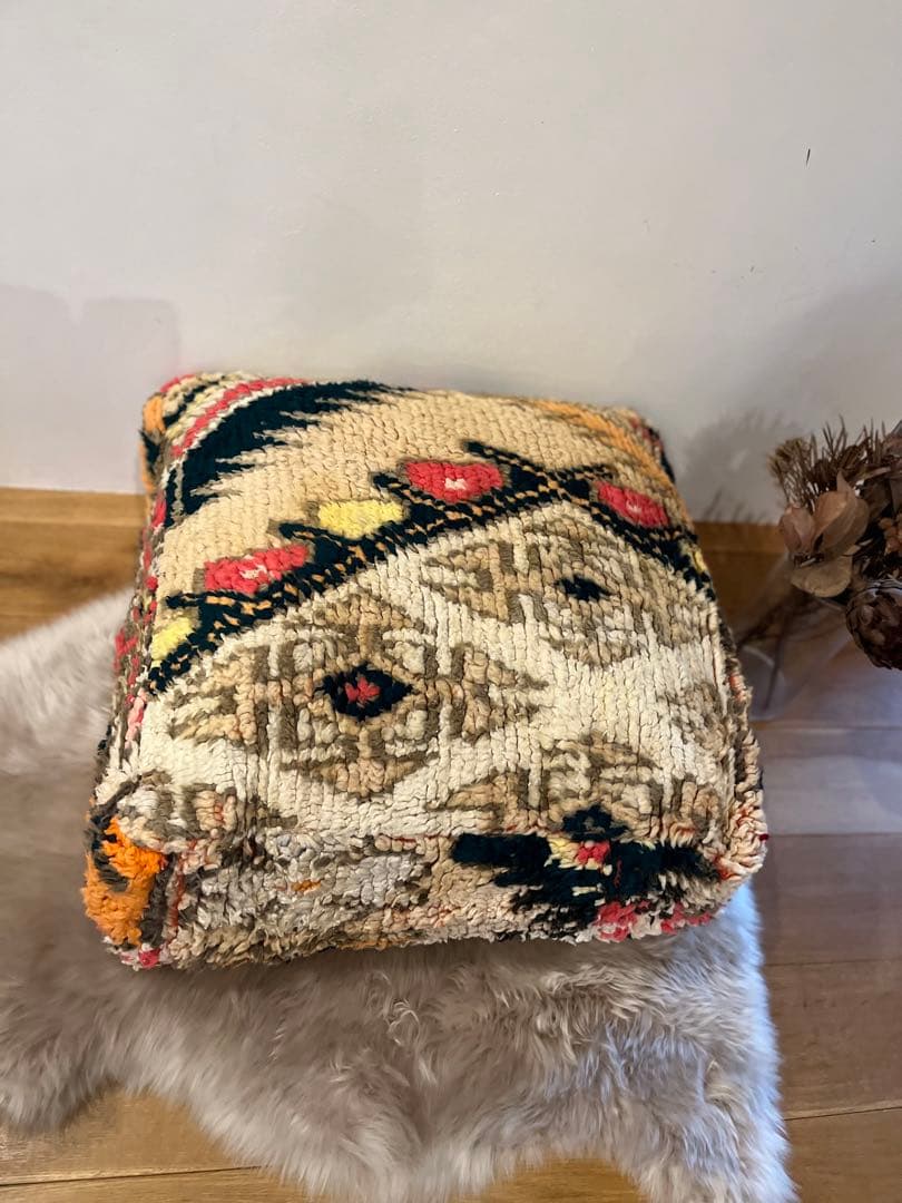 vintage floor cushion　グリーンベージュ